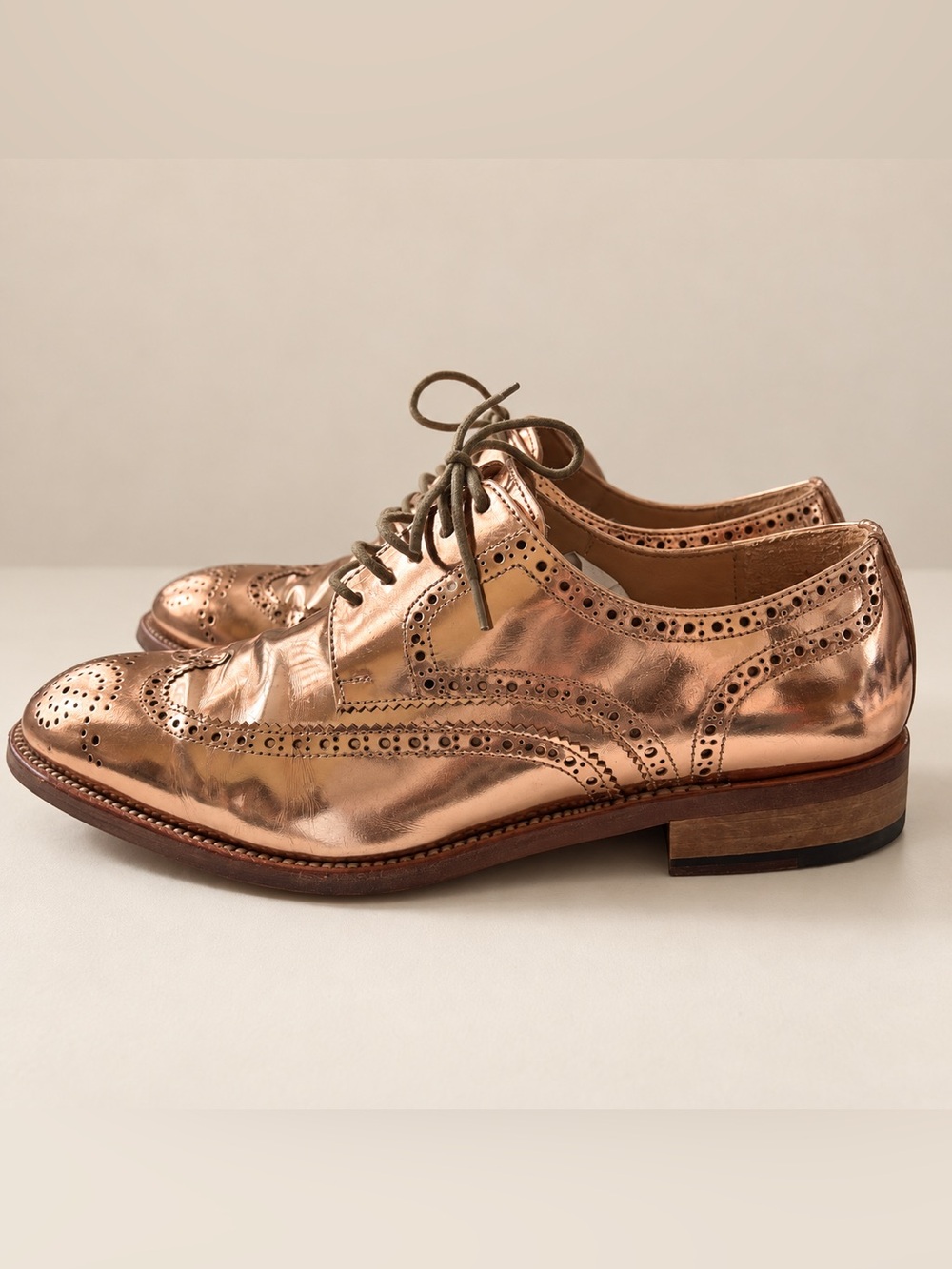Banana Republic Goodyear Welt Rose Gold Leather Wingtip Oxfords 7.5